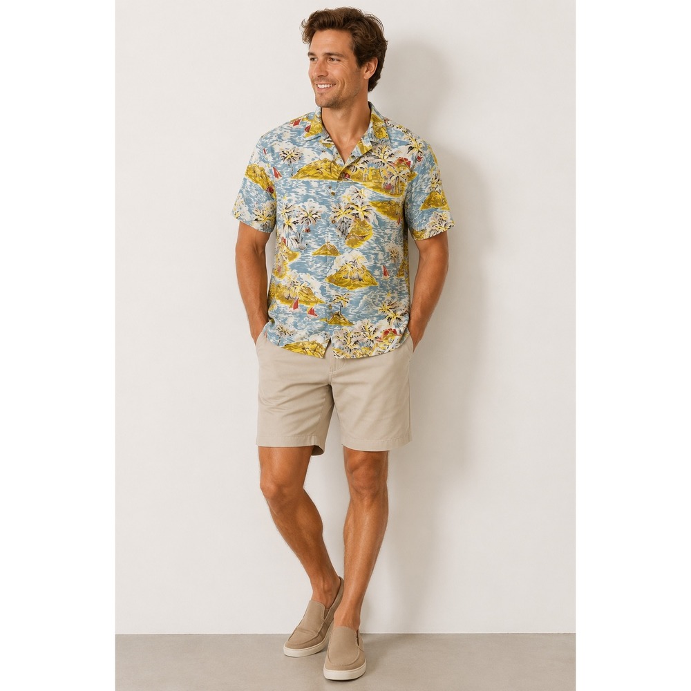 The Territory Ahead Men's Retro Hawaiian Camp Shirt XL, Cotton Island Sailboats